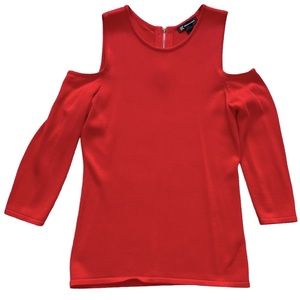 INC Red/Orange Cold Shoulder Cut Out Sweater Top